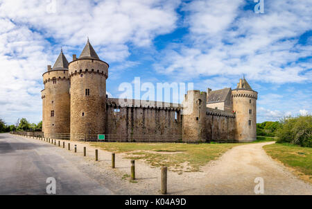 Panoramablick auf Chateau de Suscinio in der Golf von Morbihan, Bretagne (Bretagne), Frankreich. Stockfoto
