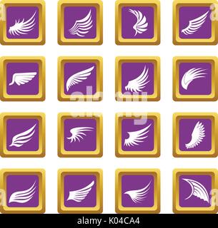 Wing Symbole lila Set Stock Vektor