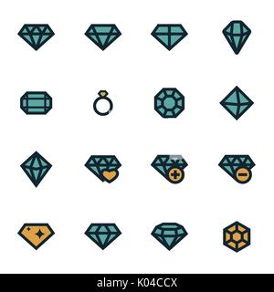 Vektor Flachbild diamantförmigen Symbole gesetzt Stock Vektor
