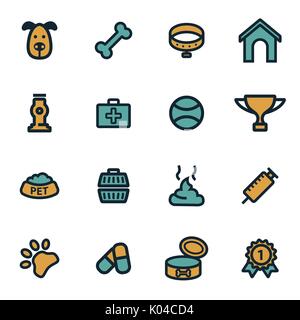 Vektor flachbild Hund Symbole gesetzt Stock Vektor