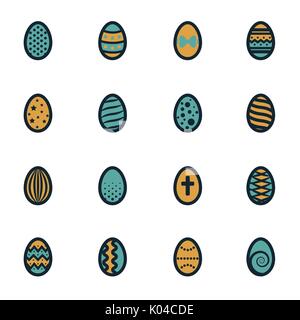 Vektor flachbild Ostern Symbole gesetzt Stock Vektor