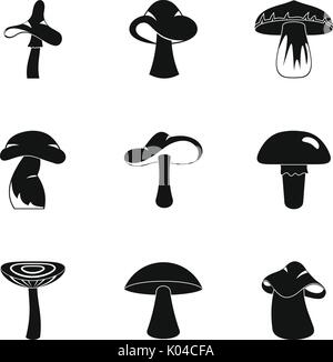 Waldpilz Icon Set, einfachen Stil Stock Vektor