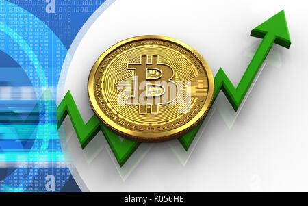 3D-Darstellung der bitcoin über weißen Hintergrund mit Stockfoto