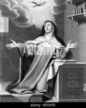 Die heilige Theresa von Avila (1515-1582), visionär, erhält heilige Inspiration als Supplicant. Datum: Stockfoto