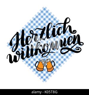 Herzlich Willkommen Willkommen Traditionelle Deutsche Oktoberfest Bier Festival Vektor Handgezeichnete Burste Schriftzug Abbildung Isoliert Auf Weiss Stock Vektorgrafik Alamy