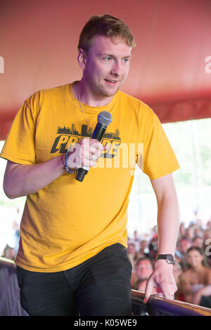 Schauspieler Jo Lycett im Hylands Park, Chelmsford, Essex am Sonntag, August an diesen Jahren V Festival 20. Stockfoto