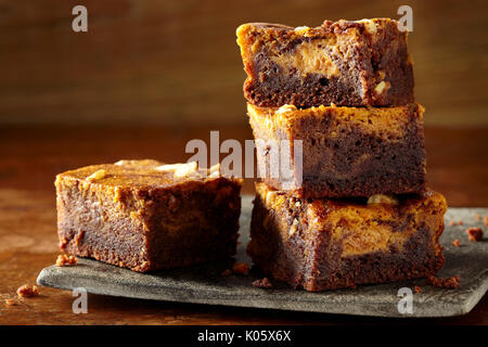 Pumpkin Pie wirbelte Brownies Stockfoto