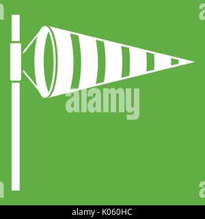Meteorologie Windsack durch Wind Symbol aufgeblasen Grün Stock Vektor