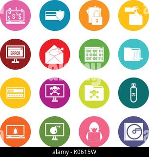 Kriminelle Aktivität Symbole viele Farben eingestellt Stock Vektor