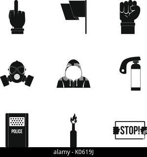 Rebel demonstration Icon Set, einfachen Stil Stock Vektor