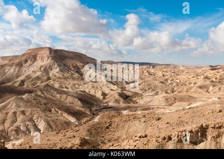 Die erodierten Landschaft von Ein avdat Nationalpark, in der Wüste Negev, Southern District, Israel Stockfoto