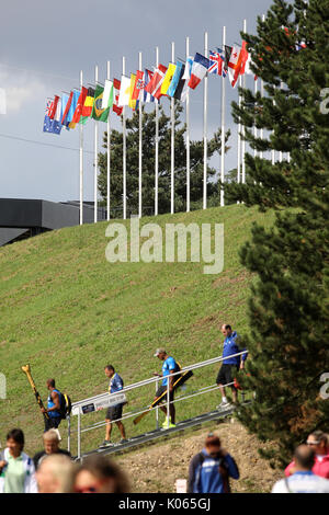 Racice, Tschechische Republik. 21 Aug, 2017. Die Atmosphäre in Racice Areal vor der 2017 ICF Canoe Sprint Wm Racice, Tschechische Republik am Montag, 21. August 2017. Credit: Ondrej Hajek/CTK Photo/Alamy leben Nachrichten Stockfoto