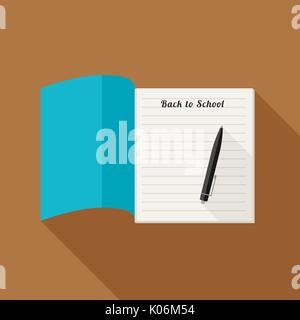School Notizbuch mit Stift Stock Vektor