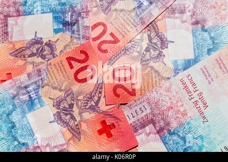 Sammlung der neue Schweizer Banknoten (2017) Stockfoto