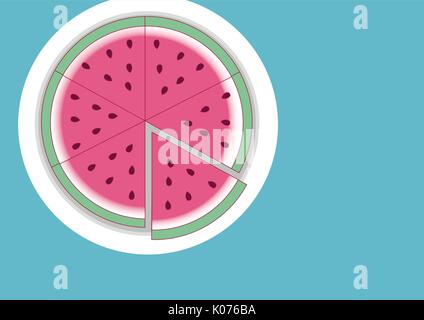 Schneiden Sie ein Stück Wassermelone auf einem hellen Hintergrund Stock Vektor