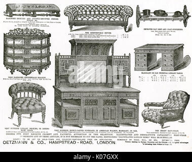 Werbung für Oetzmann & Co Viktorianische Möbel 1883 Stockfoto