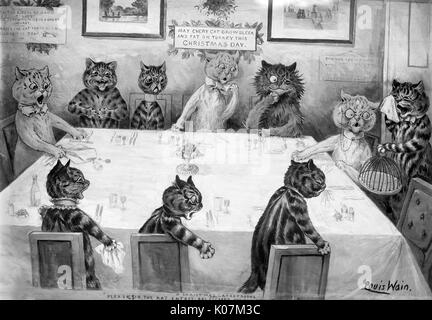 Eine Weihnachtskatastrophe von Louis Wain Stockfoto
