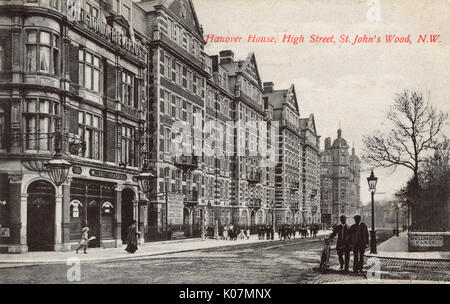 Hannover Haus (Herrenhaus Mehrfamilienhaus), High Street, St John's Wood, North-west London. Datum: ca. 1905 Stockfoto