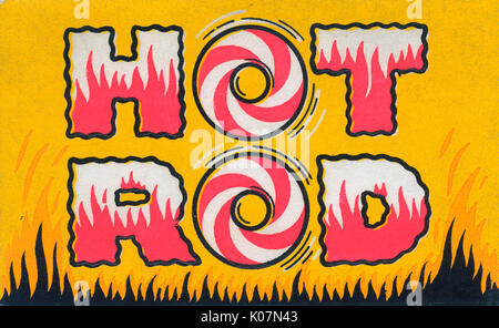 American Hot Rod Postkarte - für das Aufkleben auf der Autostoßstange Stockfoto