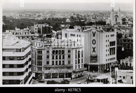 Blick aus der Vogelperspektive auf den Place de France, Casablanca, Marokko Stockfoto