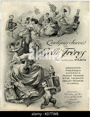 Werbung für GellÚ FrÞres, Parfüm, „Verführung“ 1910 Stockfoto