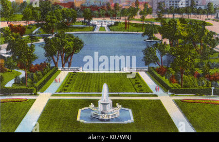 Cleveland, Ohio, USA, Fine Arts Garden & Lake im Art Museum Stockfoto