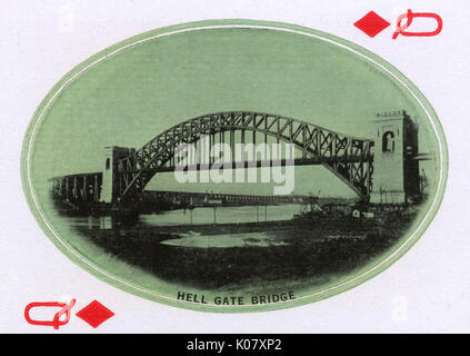 New York City - Spielkarte - Hell Gate Bridge Stockfoto