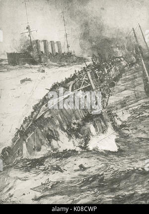 Untergang der HMS Aboukir, 22. September 1914 Stockfoto