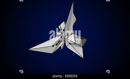 Abstrakte weißen Fraktalen geometrischen, Polygonal oder lowpoly Stil schwarze Kugel aus einem dreieckigen Stockfoto