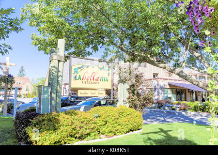 Zeichen für La Bella Vita Ristorante in Bar Harbor Maine Stockfoto