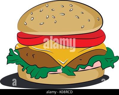 Burger Menü. Vector Illustration eines Burger retro Skizze Stil. Burger House. Stock Vektor