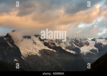 Mont Dolent und Aiguille de Triolet, Mont-Blanc-Massiv, Schweiz Stockfoto