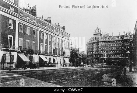 Portland Place und Langham Hotel, London W1 Stockfoto