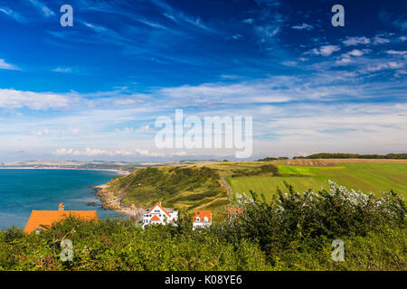 Vista von Escalles aus Cap Blanc-Nez, Frankreich Stockfoto