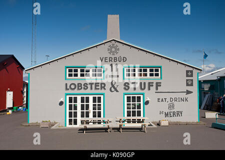 Restaurant im Alten Hafen in Reykjavik Stockfoto