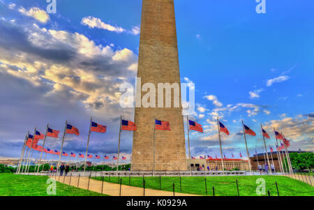 Das Washington Monument, ein Obelisk auf der National Mall in Washington, D.C. Stockfoto