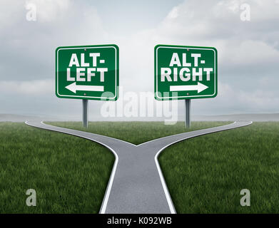 Alt rechts oder altleft Konzept als politisches und soziales Denken idelogies Konzept mit zwei Seiten der gegnerischen Ideologie Debatte. Stockfoto
