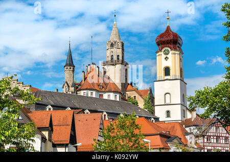 Blick auf St. Johann Kirche und das Schloss in Sigmaringen - Baden-Württemberg, Deutschland Stockfoto