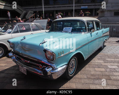 Ein 1957 Chevrolet Bel Air Limousine mit vier Türen Stockfoto