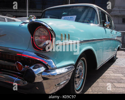 Ein 1957 Chevrolet Bel Air Limousine mit vier Türen Stockfoto