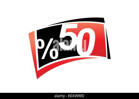 Fünfzig Prozent Rabatt Illustration, sign Design, auf weißem Hintergrund. Stock Vektor