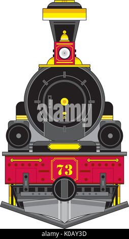 Cartoon Vintage Wild West Dampfzug Vector Illustration Stock Vektor