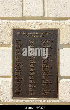 Memorial, Rolle der Ehre für die Matrosen des HSK Kormoran, Carnarvon, Gascoyne, Western Australia Stockfoto