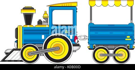Cartoon Dampfzug und Beförderung Vector Illustration Stock Vektor