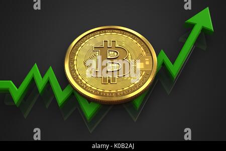 3D-Darstellung der bitcoin über schwarzen Hintergrund mit Stockfoto