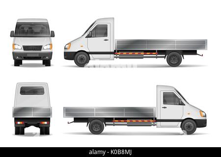 Cargo van Vector Illustration auf weißen isoliert. City Commercial LKW-Lieferung Fahrzeug mockup von der Seite, von vorne und von hinten. Vector Illustration. Stock Vektor