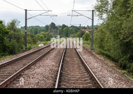 Ansicht der Ilkley Bahnstrecke Yorkshire UK Stockfoto