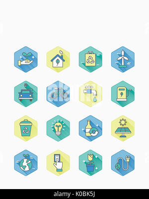 Satz von Symbolen, die im Zusammenhang mit Eco grüne Energie Stockfoto