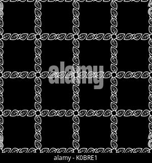 Nahtlose schwarz-weißen Muster. Zusammenfassung Hintergrund. Stilvolle endlose Textur. Wiederholen Ornament. Overlay Art breiten Bildschirm Hintergrund. Stock Vektor