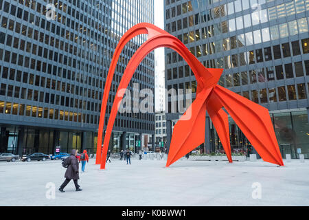 Flamingo Skulptur von Alexander Calder, Downtown Chicago Stockfoto